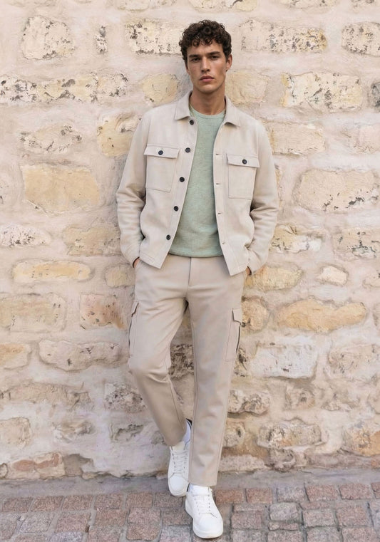 Giacca camicia effetto camoscio