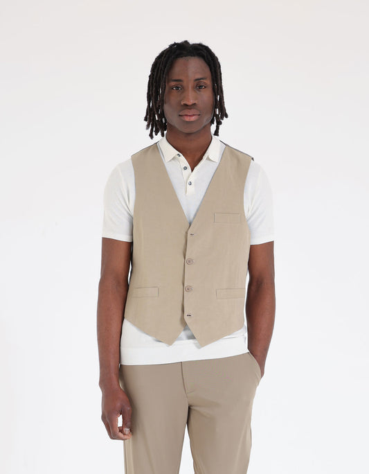 Gilet in misto viscosa|Colore:Beige