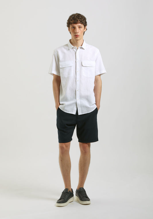 Linen-blend bermuda shorts