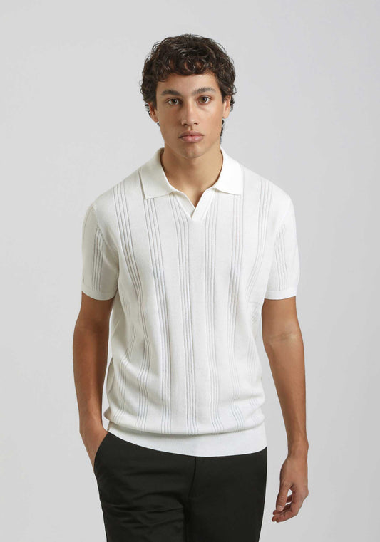 Ribbed knit polo shirt