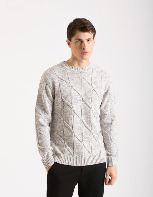 Crew-neck sweater with rhombuses