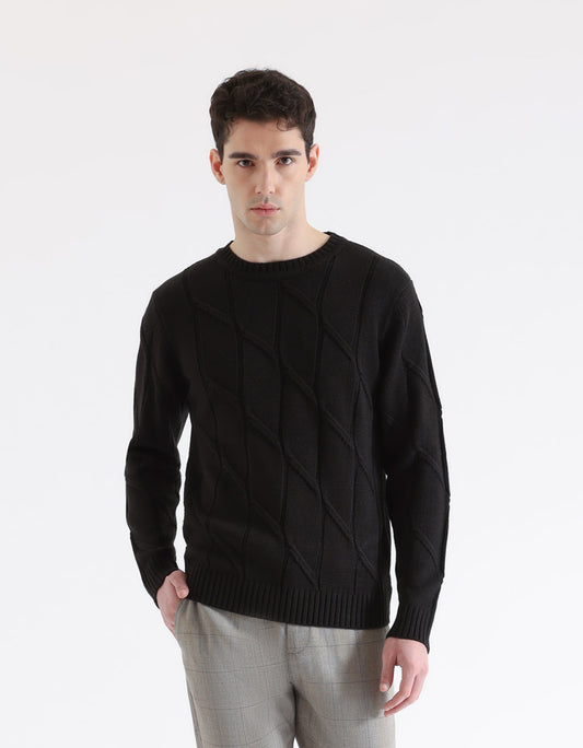 Crew-neck sweater with rhombuses