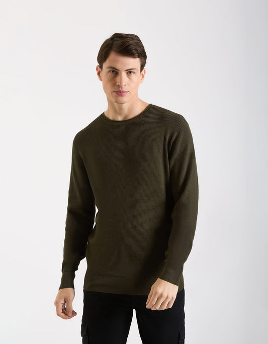 Viscose crew-neck sweater