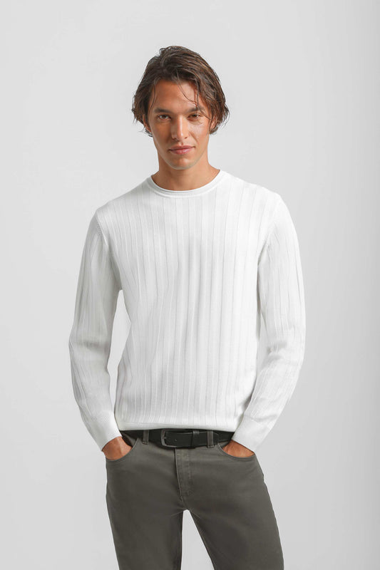 Structured crew-neck jersey
