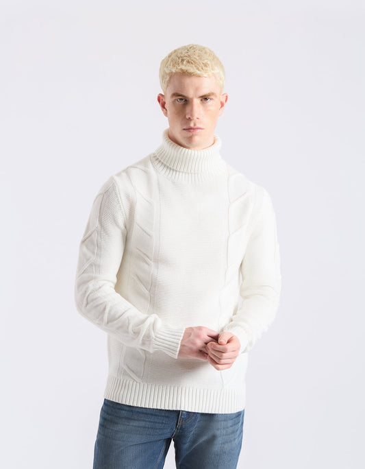 Braided turtleneck sweater