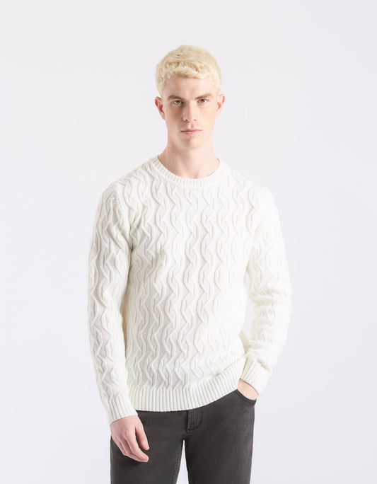 Braided crew neck sweater