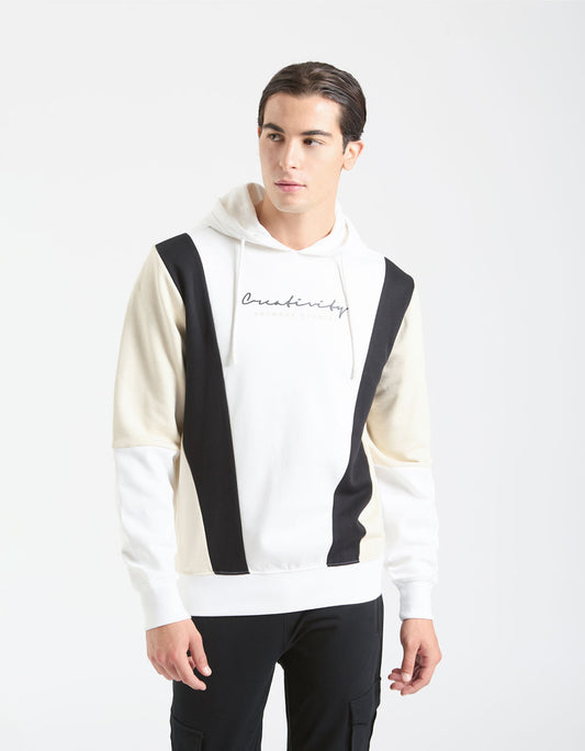 Felpa con cappuccio colorblock