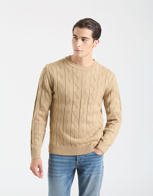 Maglia girocollo con treccia