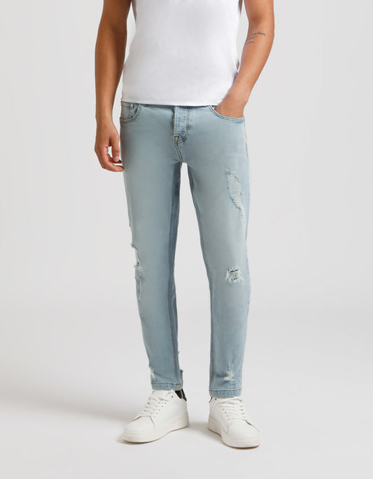 Jeans skinny fit con strappi|Colore:Jeans