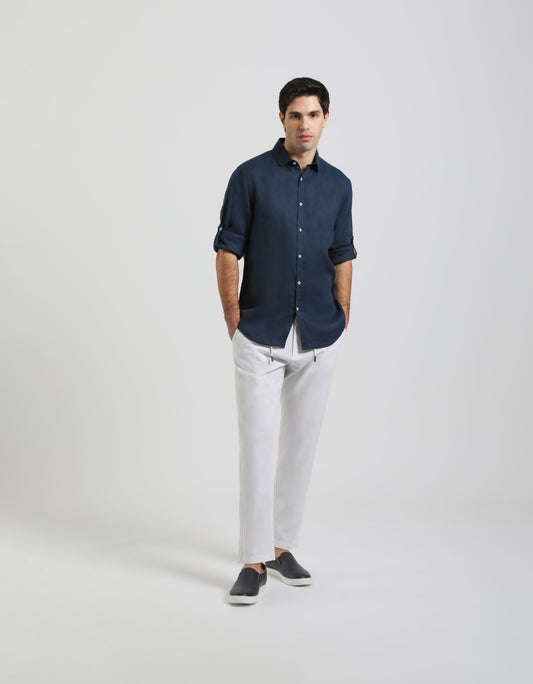Linen blend trousers