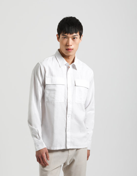 Linen blend shirt with large pockets