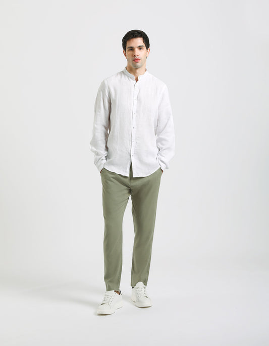 Linen blend trousers