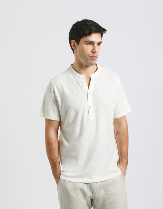 T-shirt collo serafino|Colore:Off white