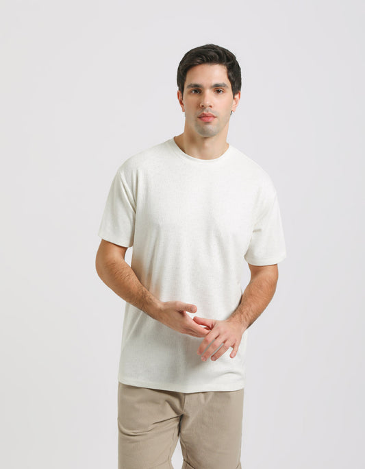 T-shirt strutturata morbida|Colore:Off white
