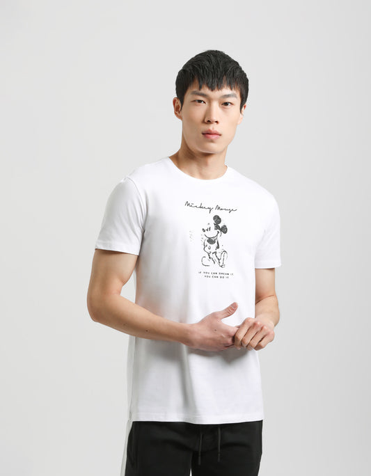 T-shirt con stampa "MICKEY MOUSE"|Colore:Bianco