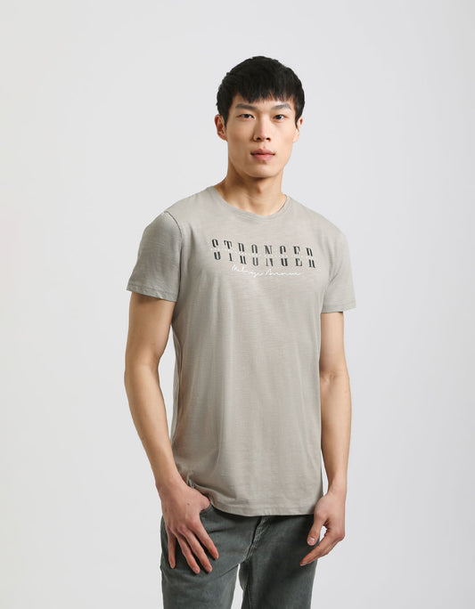 T-shirt 100% cotone con stampa|Colore:Grigio medio