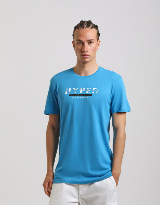 T-shirt con stampa|Colore:Azzurro