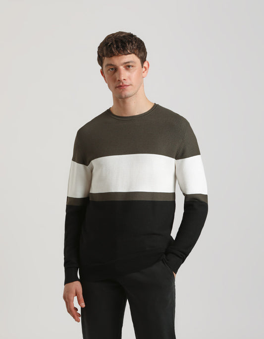 Maglia girocollo colorblock