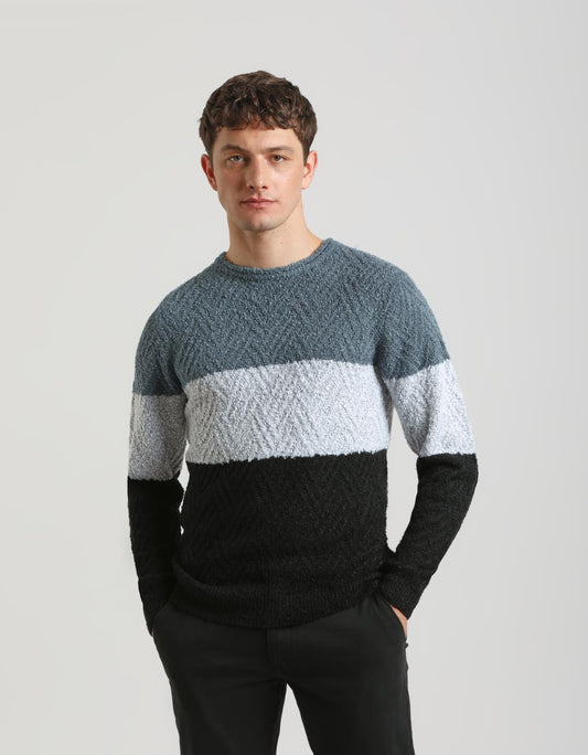 Maglia girocollo colorblock