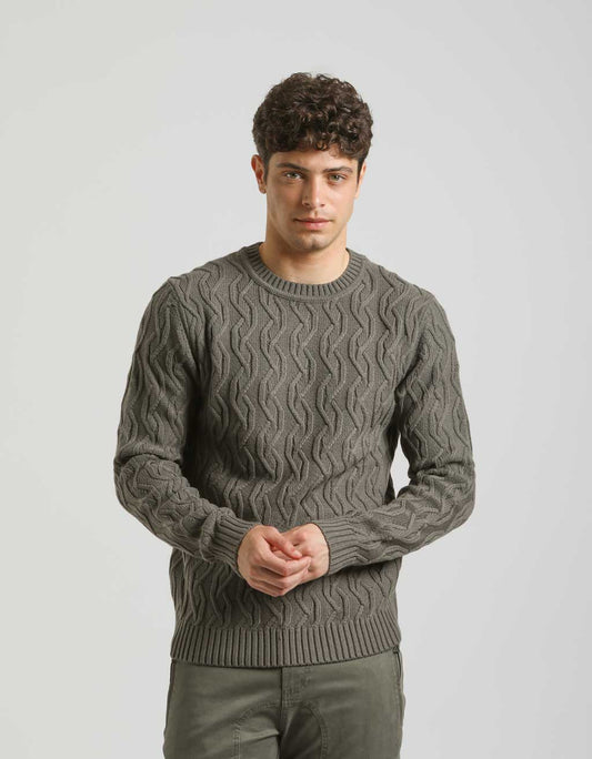 Maglia girocollo intrecciata