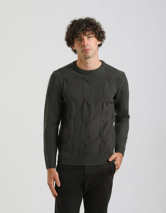 Maglia girocollo intrecciata