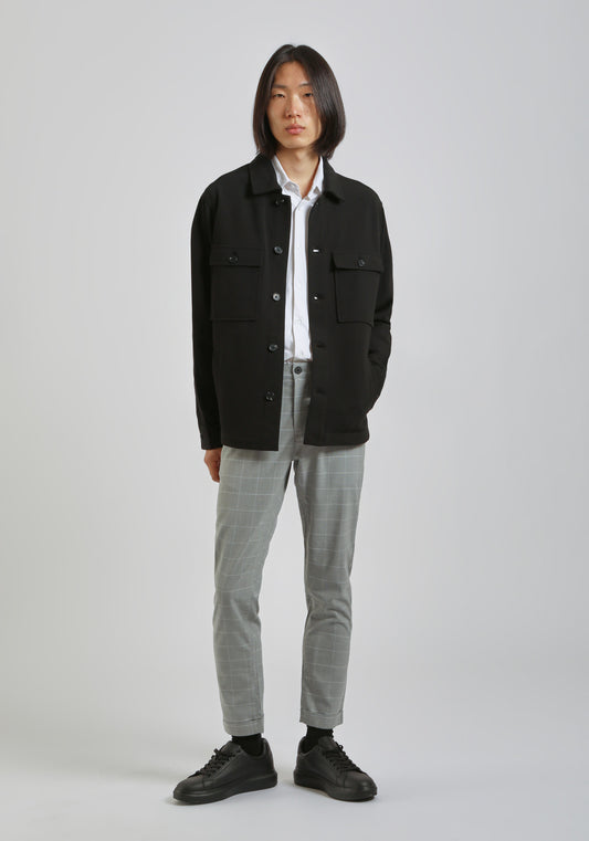 Pantaloni chino con fantasia a quadri|Colore:Grigio