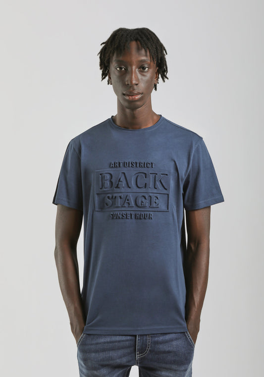 T-shirt con stampa a rilievo|Colore:Jeans