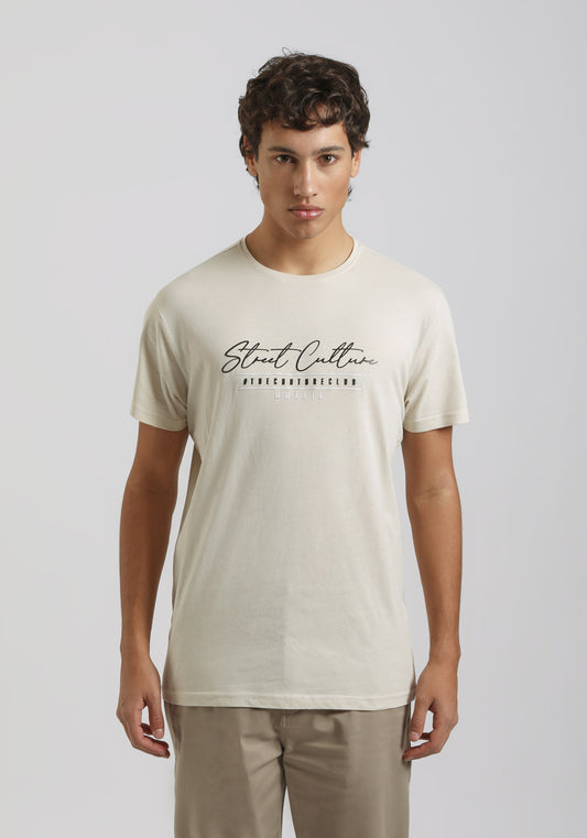 T-shirt 100% cotone con stampa|Colore:Ecrù