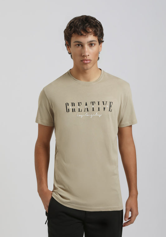 T-shirt 100% cotone con stampa|Colore:Beige