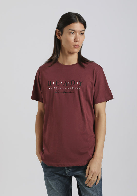 T-shirt 100% cotone con stampa|Colore:Rubino