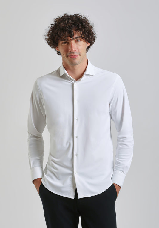 Camicia manica lunga tinta unita|Colore:Bianco