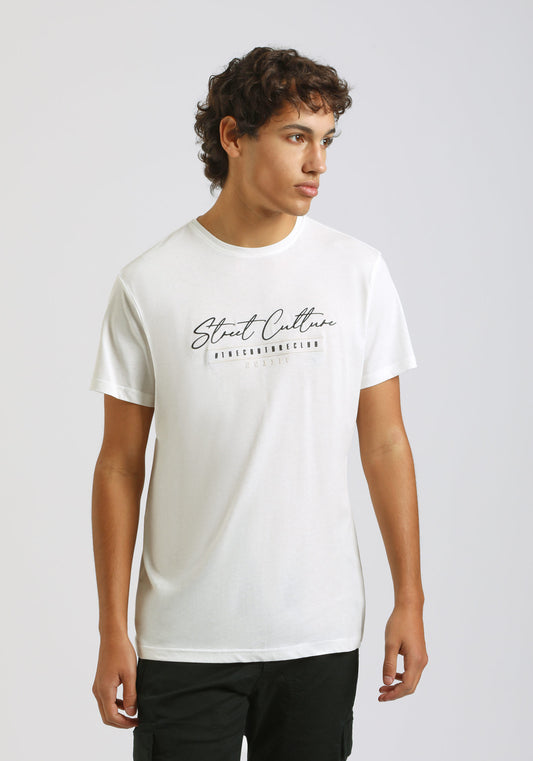 T-shirt 100% cotone con stampa|Colore:Off white