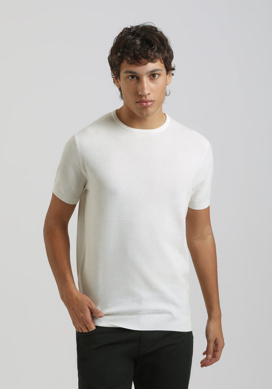 T-shirt in maglia|Colore:Off white