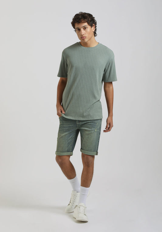 Bermuda di jeans slim fit effetto sabbia|Colore:Jeans