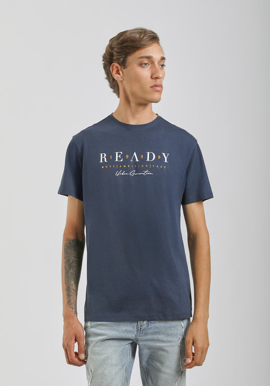 T-shirt 100% cotone con stampa|Colore:Jeans