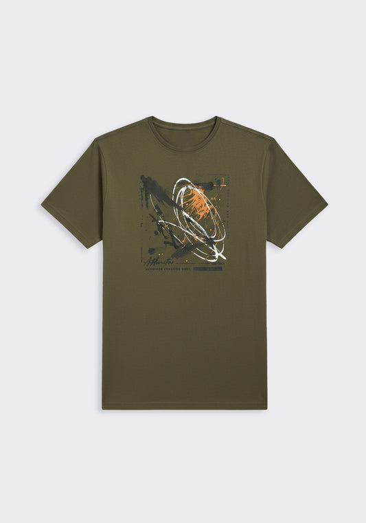 T-shirt 100% cotone con stampa|Colore:Verde bosco
