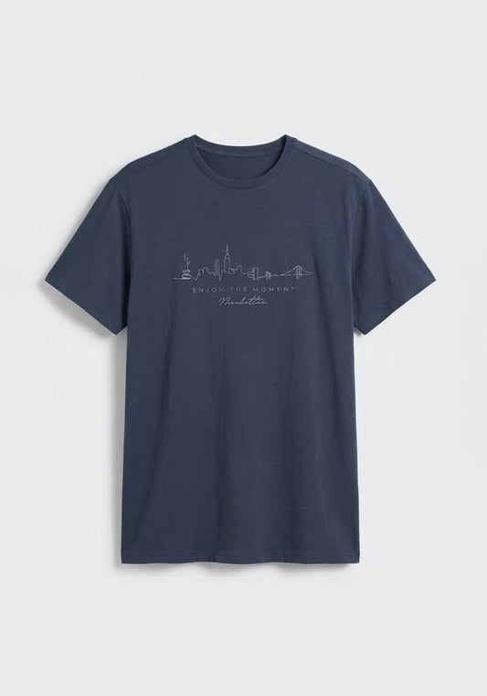 T-shirt con stampa|Colore:Jeans
