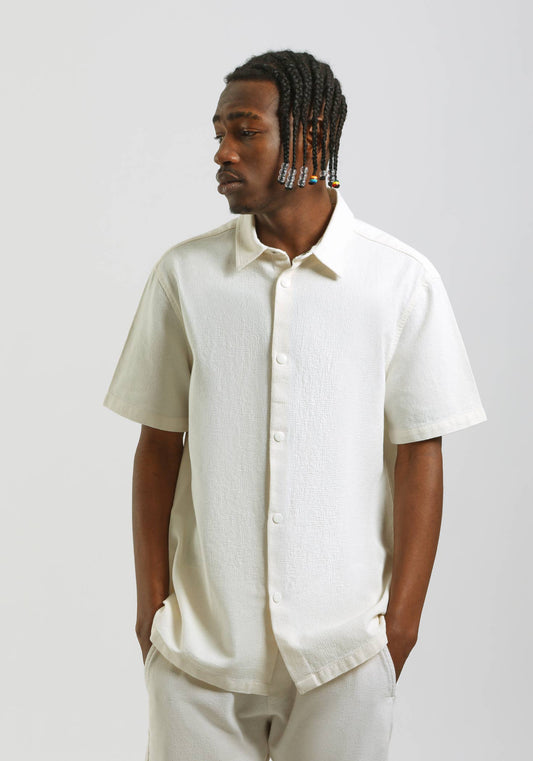 Camicia mezza manica misto cotone|Colore:Off white