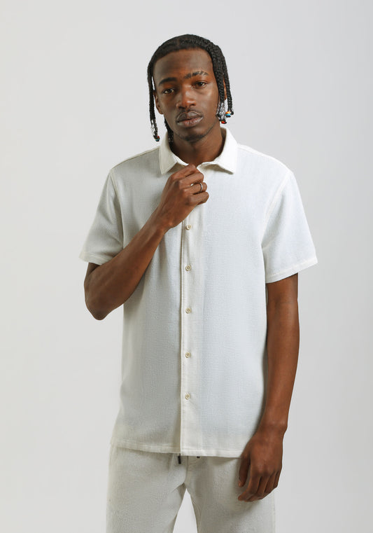 Camicia mezza manica misto cotone|Colore:Off white