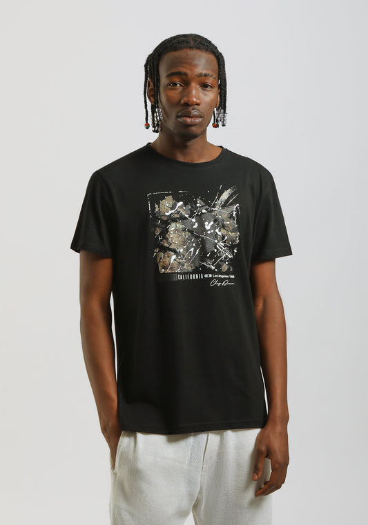 T-shirt 100% cotone con stampa|Colore:Nero