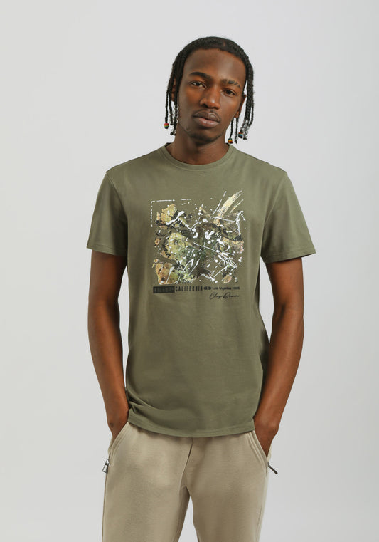 T-shirt 100% cotone con stampa|Colore:Salvia