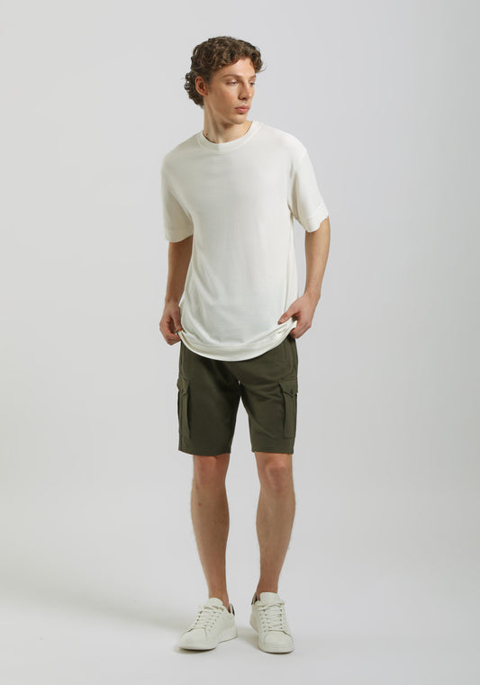 Bermuda cargo in felpa|Colore:Verde