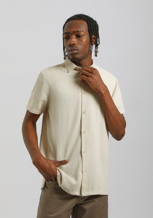Camicia mezza manica misto cotone|Colore:Beige