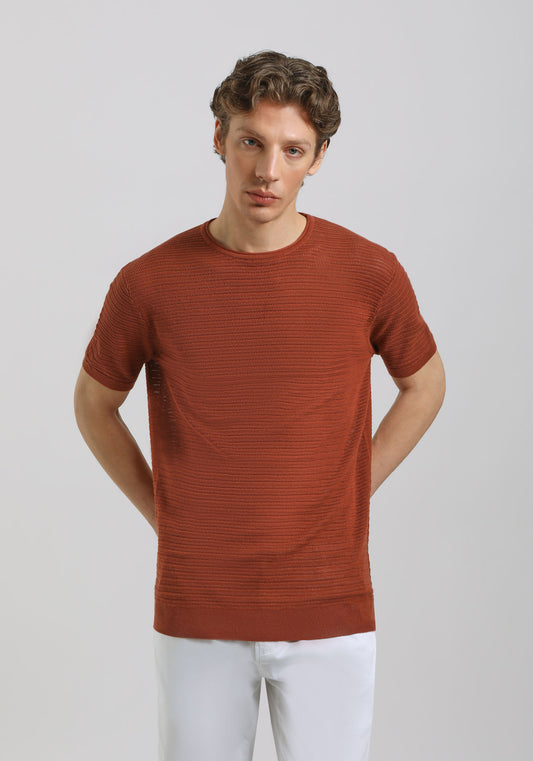 T-shirt in maglia forata|Colore:Rame