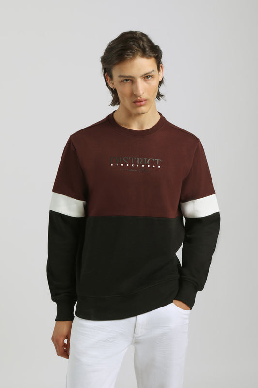 Felpa girocollo colorblock|Colore:Vinaccio
