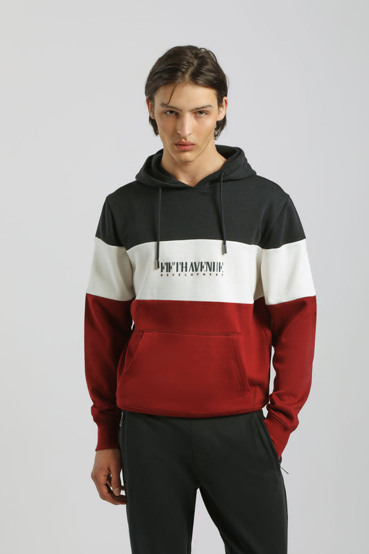 Felpa con cappuccio colorblock|Colore:Amaranto
