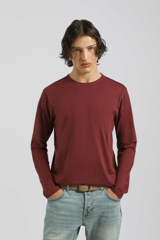T-shirt manica lunga 100% cotone|Colore:Rubino