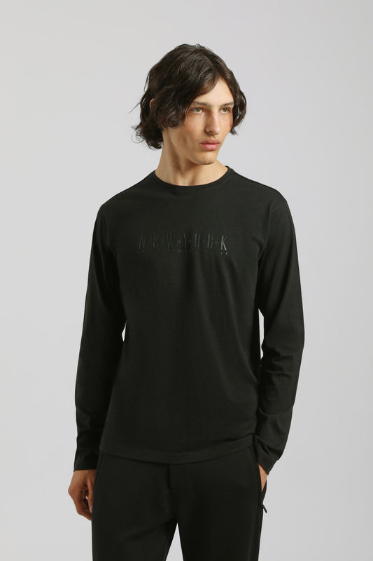 T-shirt manica lunga con stampa|Colore:Nero