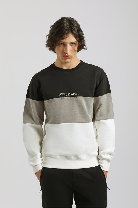 Felpa girocollo colorblock|Colore:Cammello