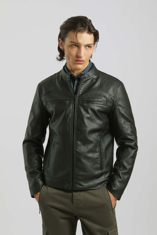 Giubbotto biker effetto pelle|Colore:Nero